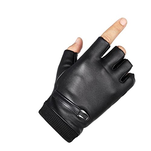 SEWACC Guantes de Cuero Guantes de Ciclismo 1 Par Medio Dedo Guantes para Hombres Guantes Aire Libre (Tamaño Gratis)