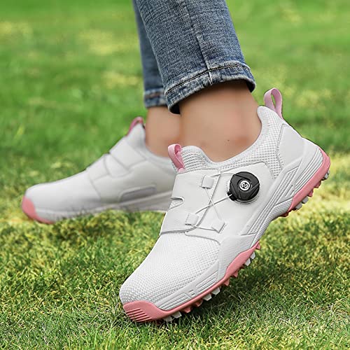 Shhyy Golf Spikeless Zapato de Golf Zapatos de Golf para Mujer,Zapatillas Deportivas De Golf Sin Púas Calzado Ligero para Mujer Caminar Al Aire Libre,Blanco,5UK