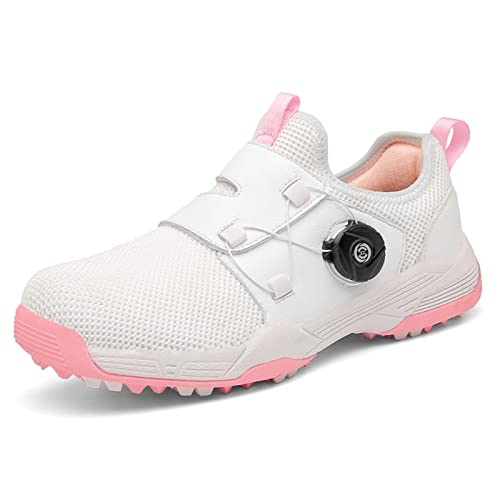 Shhyy Golf Spikeless Zapato de Golf Zapatos de Golf para Mujer,Zapatillas Deportivas De Golf Sin Púas Calzado Ligero para Mujer Caminar Al Aire Libre,Blanco,5UK