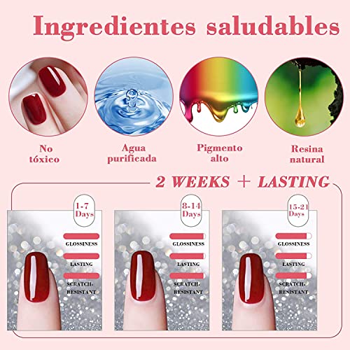 SHOWNAIL Esmalte Semipermanente, 36 Pcs 8ML Pintauñas Semipermanentes Remojo con Base, Top Coat Brillante y Mate, 33 Colores de Set Esmalte de Uñas Semipermanentes con Negro, Blanco, Azul, Pastel