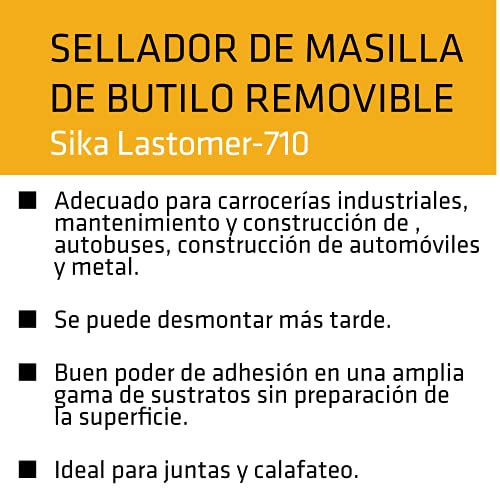 SikaLastomer 710, Blanco, Sellador de butilo para el sellado de uniones desmontables, Masilla plástica, para automóviles, autobuses, camiones ycaravanas, 310ml