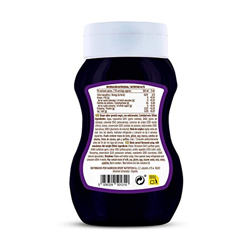 Sirope de Grosella Negra de HSN | 350 ml = 70 Servicios | Sin Grasa, Sin Azúcar | Edulcorado con Estevia | Para endulzar tus Recetas