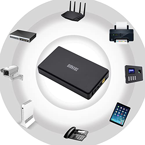 Sistema de Alimentación Ininterrumpida Mini UPS para WiFi, Router, Módem, Cámara de Vigilancia con 10000mAH Batería Entrada DC/USB Salida 5V USB 5V 9V 12V 2A DC