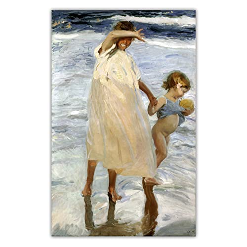 SJIBDJK Pósteres e Impresiones de Joaquín Sorolla 《Dos Hermanas, Valencia》 Pintura en Lienzo Arte de Pared estético para Sala de Estar Cuadros de decoración del hogar 60x120cm x1 Sin Marco