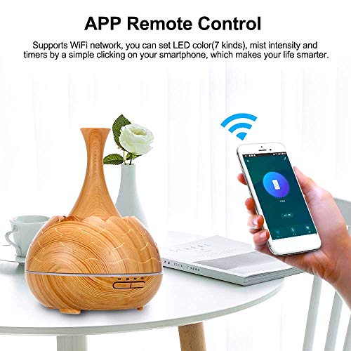 Smart WiFi inalámbrico aceite esencial aromaterapia 400 ml difusor ultrasónico y humidificador con Alexa & Google Home Phone App y control de voz - Crear horarios - Configuración LED y temporizador