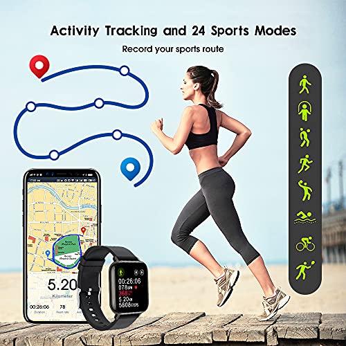 Smartwatch, 1.69” Reloj Inteligente Hombre Mujer con Pulsómetro, Calorías, Monitor de Sueño, Podómetro Pulsera Actividad Inteligente 24 Modos Deporte, Impermeable Reloj Deportivo para Android iOS