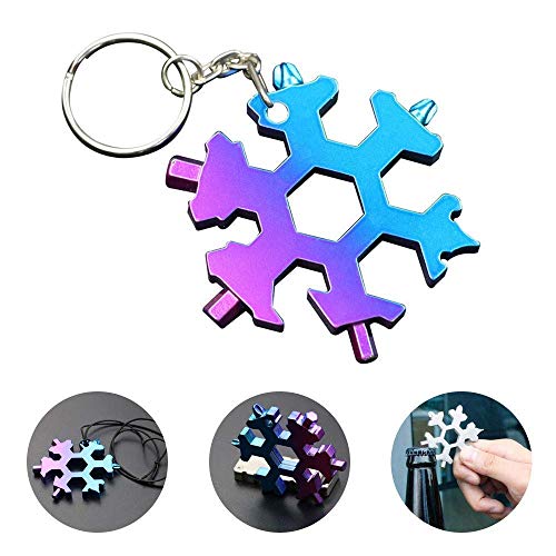 Snowflake Multi Tool 18 en 1 Multi-herramienta Vansiho para viajes al aire libre Camping Adventure Daily Tool Destornillador - Llave hexagonal - Llave de anillo - Abrebotellas (Azul)