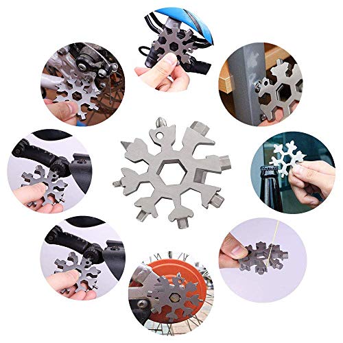 Snowflake Multi Tool 18 en 1 Multi-herramienta Vansiho para viajes al aire libre Camping Adventure Daily Tool Destornillador - Llave hexagonal - Llave de anillo - Abrebotellas (Azul)