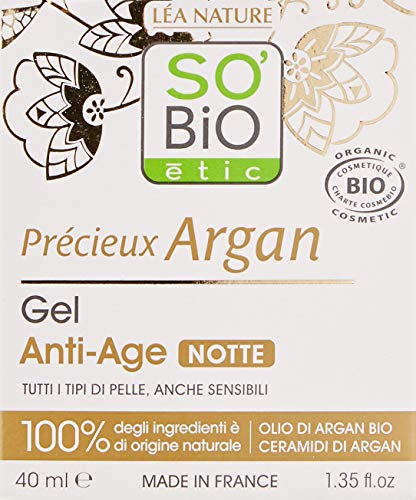 SO'BIO ETIC Gel DE Noche ANTIEDAD argan 40ml. Bio, Negro, Estandar