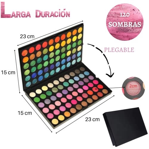 Sombra de Ojos Colección Vivo Brillante Kit de Maquillaje Caja Profesional para Maquillaje Accesorio cosmético de Belleza (Paleta de Sombra de Ojos de 120 Colores)