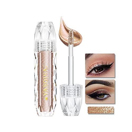 Sombras De Ojos Brillantes De Diamante YINGEE Sombra De Ojos Líquida De Larga Duración Brillante Impermeable Liquid Eyeshadow Lentejuelas Delineador De Ojos Maquillaje De Ojos (03)