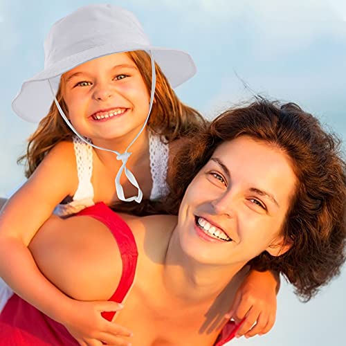 Sombrero de Sol para Bebé Niña Ajustable Gorro Verano de Pescador para Niños ala Ancha Sombrero Bob Protección Solar UPF 50 para Exteriores Natación Playa Piscina (Blanco)