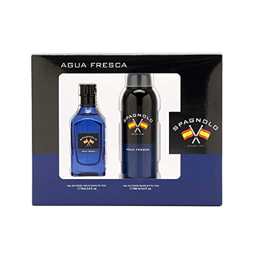 SPAGNOLO – Agua Fresca, Estuche Regalo de Hombre, Pack de 2 Piezas (Perfume 75 ml + Desodorante Antitranspirante en Spray 200 ml)