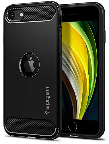 Spigen Funda Rugged Armor Compatible con iPhone SE 2020 - Negro