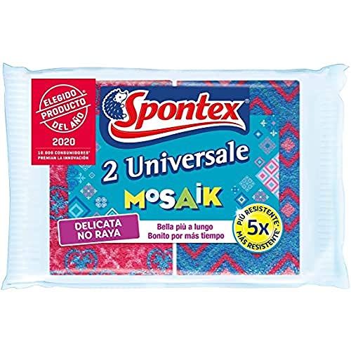 Spontex - Estropajo Universale Mosaik No Raya, Duraderos y Eficaces sin Rayar, 2 Unidades