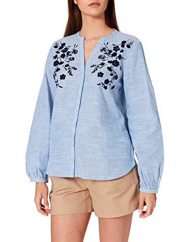 Springfield Camisa Estampado Flor Relieve, Azul Claro, 36 para Mujer