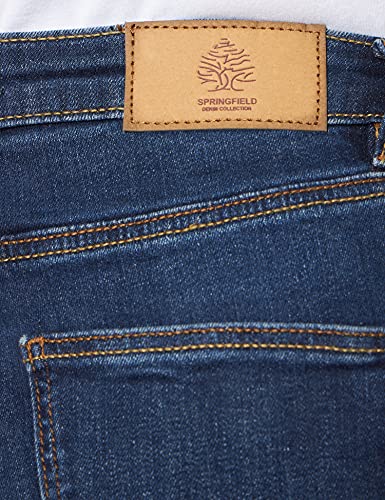 Springfield Straigh Fit Denim Pantalones, Azul Medio, 40 para Mujer