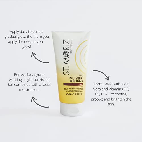 St Moriz - Crema hidratante profesional para bronceado facial con aloe vera y vitamina E, bronceado falso vegano gradual, mediano (75 ml)