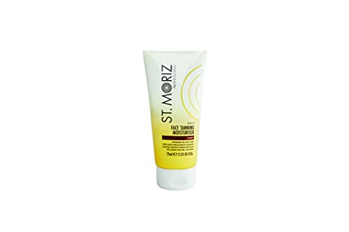 St Moriz - Crema hidratante profesional para bronceado facial con aloe vera y vitamina E, bronceado falso vegano gradual, mediano (75 ml)