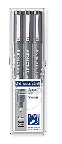 Staedtler 308 WP3 SP. Rotuladores Fineliner Pigment Liner. Estuche con 3 unidades.