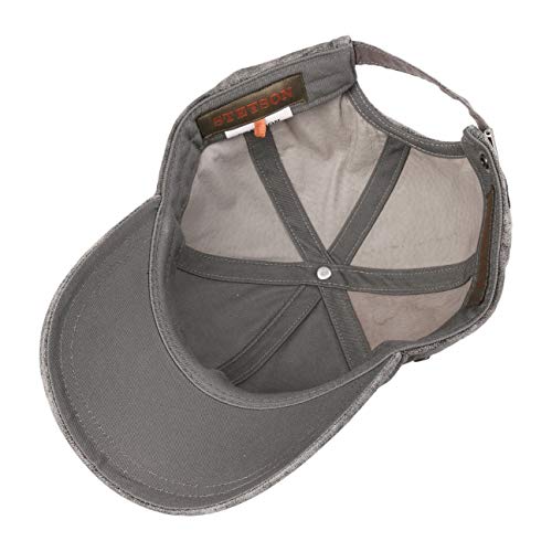 Stetson Gorra Béisbol Rawlins Pigskin Hombre - de Baseball Verano Hebilla Metal, con Visera Verano/Invierno - Talla única Gris