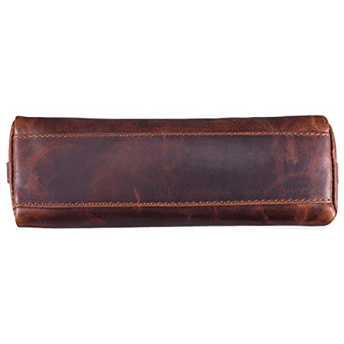 STILORD 'Jim' Estuche o Bolsa para lápices y bolígrafos de Cuero Portatodo Escolar Redondo para Hombres y Mujeres Cartuchera de Piel auténtica, Color:Kara - Cognac