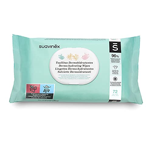 Suavinex toallitas bebé dermohidratantes 72 unidades, aptas para pieles atópicas, 100% biodegradables, 96% ingredientes de origen natural