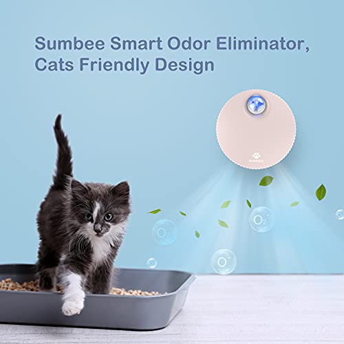 Sumbee Eliminador de olores de Mascotas Inteligente, eliminador de olores de Caja de Arena para Gatos, Desodorante sin Perfume y sin Polvo para pequeños Animales Inodoro o hogar - Rosa