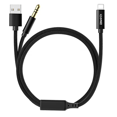 sunshot Cable de audio de carga 2 en 1 actualizado compatible con Phone 7 8 X Xs Xr, funciona con altavoz estéreo de coche, cargador de coche y teléfono a cable auxiliar estéreo de 3,5 mm (negro)