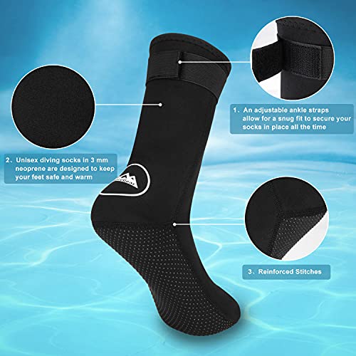 supregear Calcetines de buceo de neopreno de 3 mm, sin deslizamiento, ajustables, para playa, para playa, buceo, buceo, natación, deportes acuáticos, hombres y mujeres