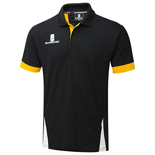 Surridge Sports Blade Camisa de Polo, Hombre, Negro/ámbar/Blanco, L