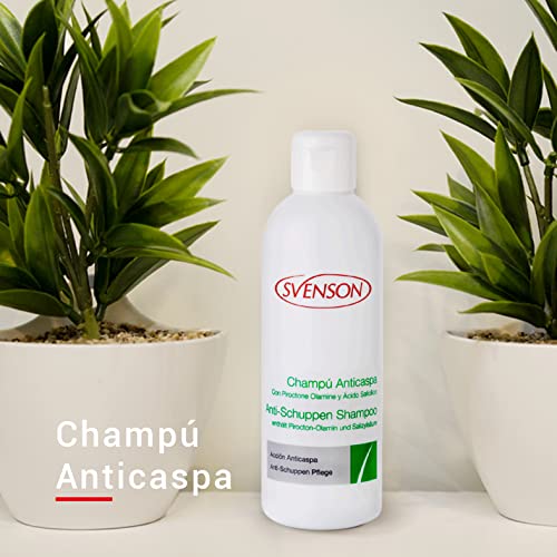 Svenson | Champú Anticaspa Profesional y Natural Para Cabello Sano y Libre De Caspa | Doble Fórmula Con Extracto de Sauce Blanco y Manteca de Karité | Efecto Antiséptico y Alivia el Picor | 200 ml