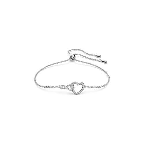 Swarovski Pulsera Swarovski Infinity, Infinito y corazón, Blanco, Baño de rodio