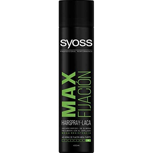 Syoss - Laca Max Fijación, 2 uds de 400ml (800ml), 48h de fijación Mega Fuerte, Ayuda a proteger el pelo de la humedad y de los rayos solares, Cabello como recién salido de la peluquería