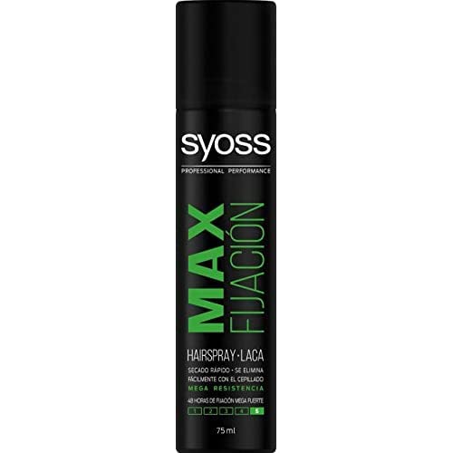 Syoss - Laca Máxima Fijación Mini 75ml (Pack de 12)-48h de fijación Mega Fuerte, Ayuda a proteger el pelo de la humedad y de los rayos solares, Cabello como recién salido de la peluquería