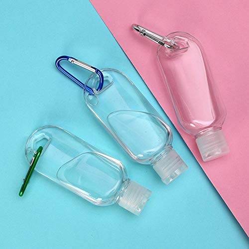 SYSI 50ML Botella Recargable vacía con Llavero, 50Piezas Mini Botellas Transparentes portátiles para Viajes, Botellas Cosméticas de Perfume de Plástico Contenedores (50pcs)