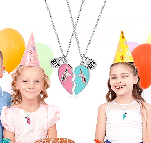 Tacobear Collar Amistad Collar Unicornio con Caja de Regalo Unicornio Corazón Colgante Collar Mejores Amigos Joyería BFF Collares de la Amistad para 2 Niñas Niños (Rosa Azul)