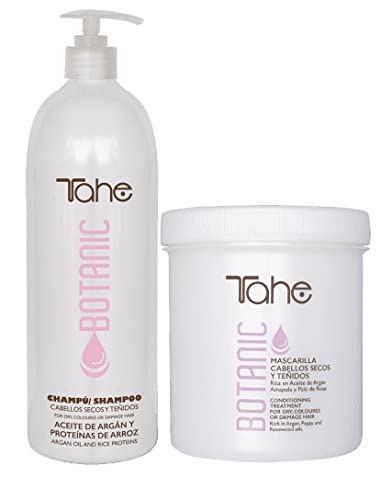 Tahe Pack Champu Y Mascarilla XXL Botanic Champu Cabellos secos Y Teñidos 1000ml + Mascarilla Cabellos Secos Y Teñidos 700ml