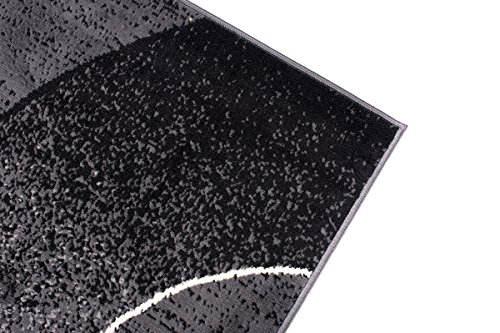 TAPISO Dream Alfombra Salón Comedor Dormitorio Moderno Gris Oscuro Blanco Negro Ondas Fina Pelo Corto 180 x 250 cm