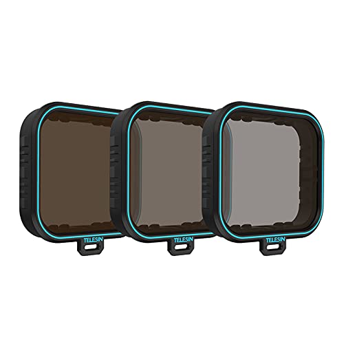 TELESIN Filtro de lente GoPro, paquete de 3 unidades ND4, ND8, ND16, kit de filtro de lente de densidad neutra para GoPro Hero 7 Hero 6 Hero 5, accesorios para lentes de cámara GoPro (ND 4/8/16)