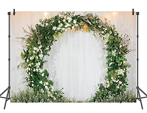 Telón de fondo de boda al aire libre flor boda arco floral decoración romántica fondo de foto para fiestas sesiones de fotos adultos amantes estudio accesorios fotografía fondos (7 x 5 pies)