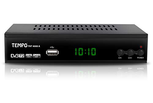 Tempo 4000 Decodificador Digital Terrestre – DVB T2 / HDMI Full HD / Canales Sintonizador / Receptor TV / PVR / H.265 HEVC / USB / Decoder / DVB-T2 / TNT / TDT Television / 4K