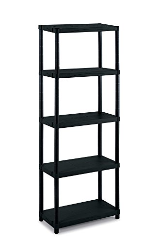 TERRY 1002649 Estanteria Modular con 5 Capacidad Maxima de Cada Estante: 25 kg distribuidos de Forma Uniforme, Negro, 60x30x165 cm