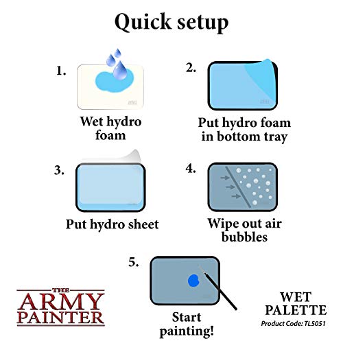 The Army Painter | Wet Palette | Paleta húmeda Estuche Premium para Pinceles con 50 Ranuras y 2 Esponjas para Pintar Figuras Miniatura de Wargaming | Juego de Guerra