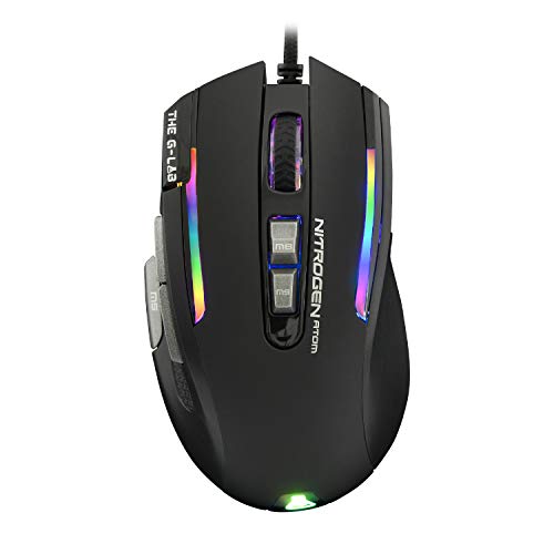 THE G-LAB Mouse Gaming con Cable de Alto Rendimiento, Sensor Óptico 4800 dpi, RGB, 9 Botones Programables, Traligero, para MOBA/Fps-Compatible con Pc/Ps4/Xbox One, Negro