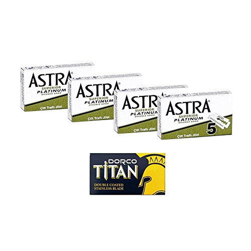 The Goodfiellas' Smile Astra Superior Platinum - Lote de 20 cuchillas de afeitar, incluye 1 Dorco Titan, color plateado