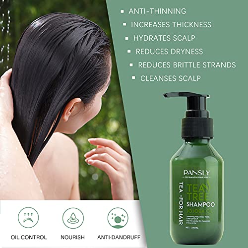 Thnkstaps Hair Shampoo Champú de Arbol de Té Champú AntiCaspa de Aceite de Arbol de Te Champú Humectante para Cuero Cabelludo Sensible Limpieza Profunda el cuero cabelludo seco 100 ML