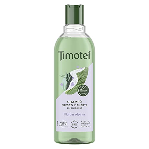 Timotei Champú Fresco Y Fuerte Para Cabello Débil Y Apagado Con Extracto De Hierbas Alpinas Con Limpiadores De Origen Vegetal 95% Ingredientes De Origen Natural Y Sin Siliconas 400 ml - Pack de 12