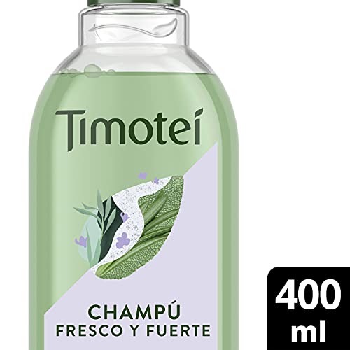 Timotei Champú Fresco Y Fuerte Para Cabello Débil Y Apagado Con Extracto De Hierbas Alpinas Con Limpiadores De Origen Vegetal 95% Ingredientes De Origen Natural Y Sin Siliconas 400 ml - Pack de 12