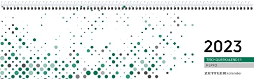 Tischquerkalender Perfo grün 2023 - 31,6x10,6 cm - 1 Woche 2 Seiten - Stundeneinteilung 7-20 Uhr - jeder Tag einzeln abtrennbar - 130-0013